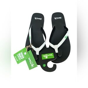 Sanuk Black and White Thong Sandals